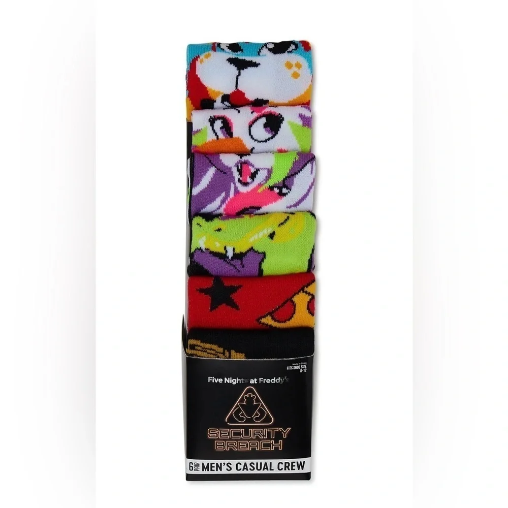 License Five Nights at Freddy's Polyester Socks, Multicolor (6 Pack)